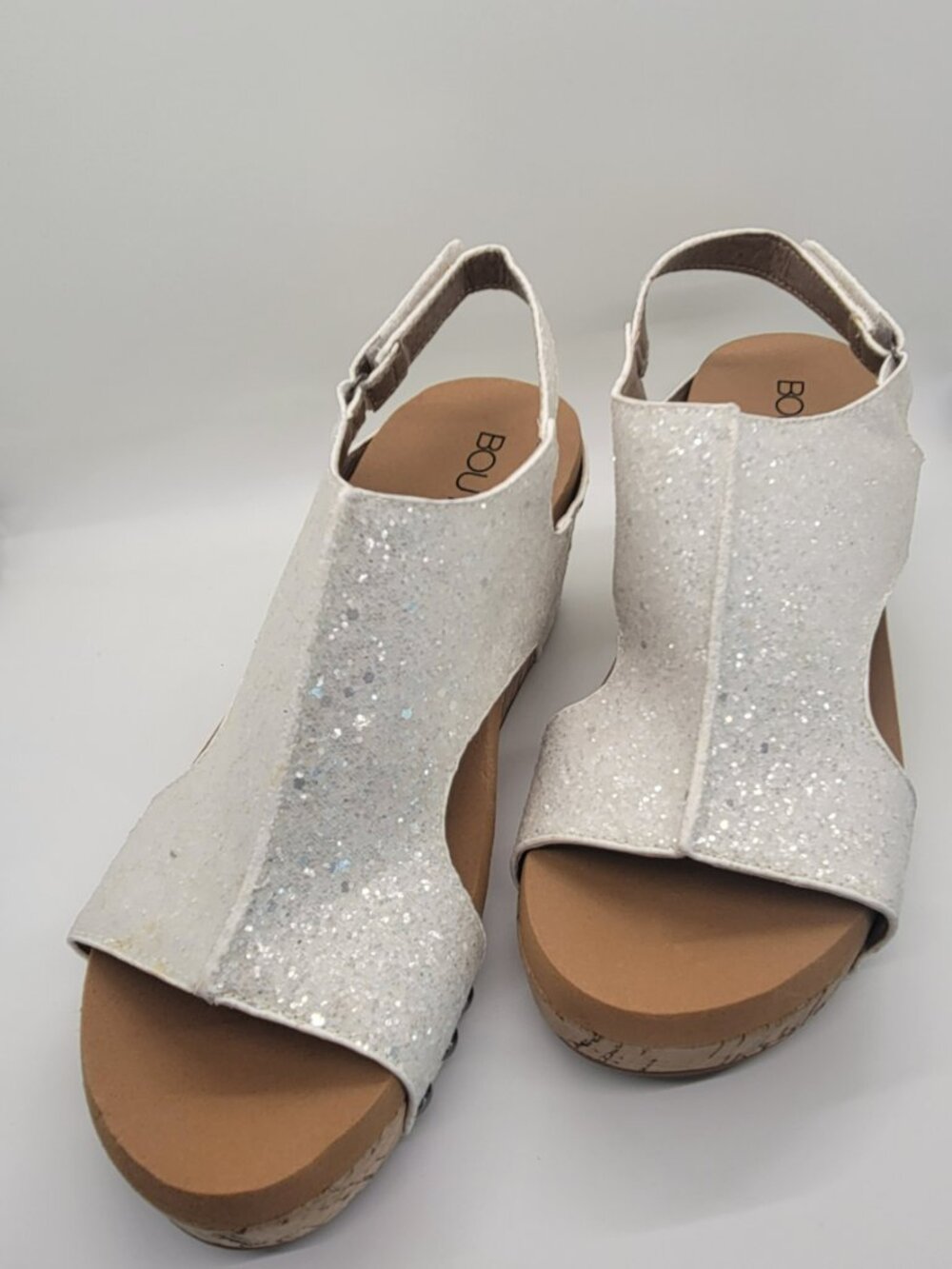 Corkys Carley Women 7 White Glitter Wedge Sandals Studded Platform Espadrille - Picture 10 of 14